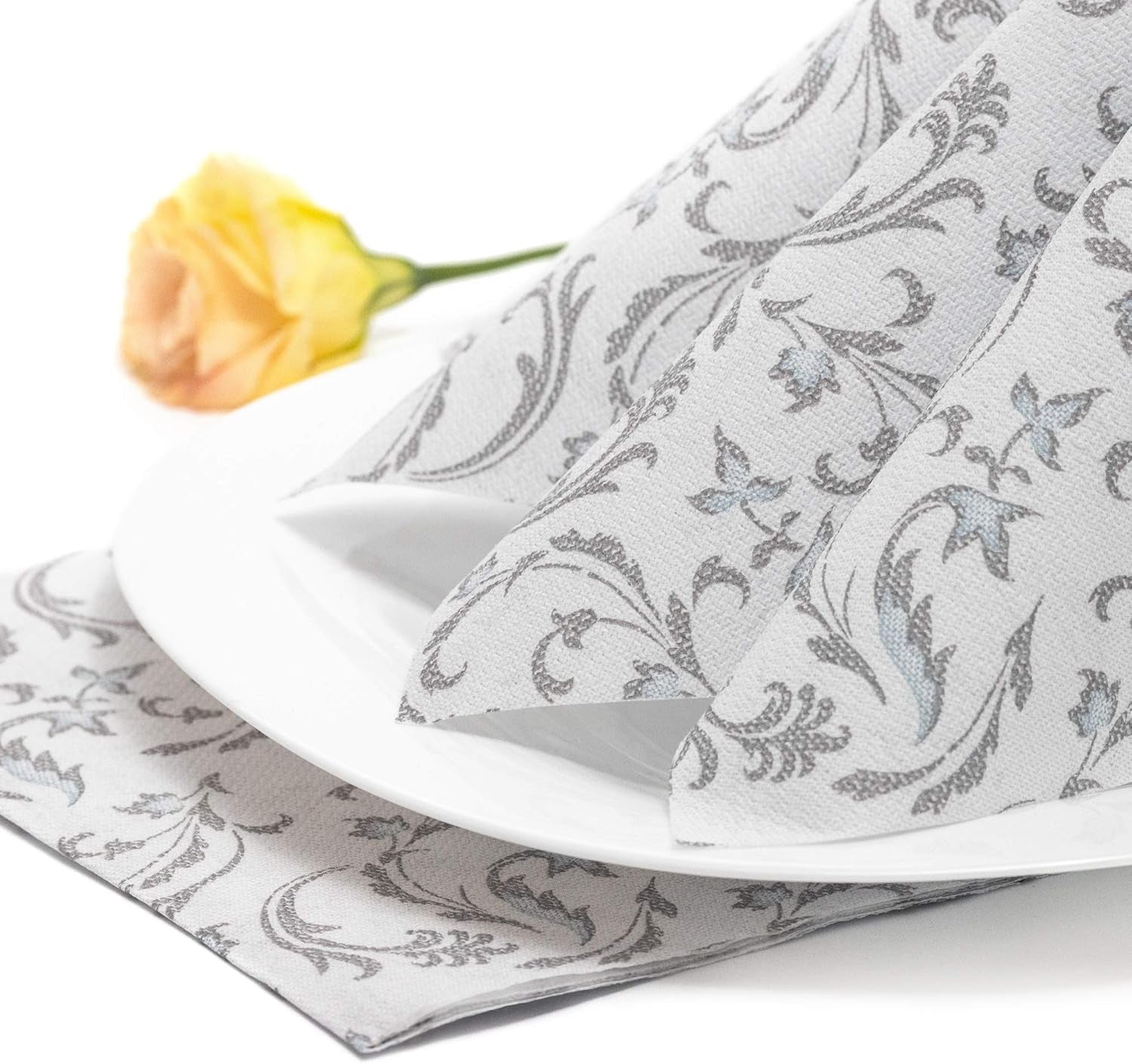Papstar, 50 Servietten „ROYAL Collection“ 1/4-Falz 40 cm x 40 cm grau „Damascato“, #85005