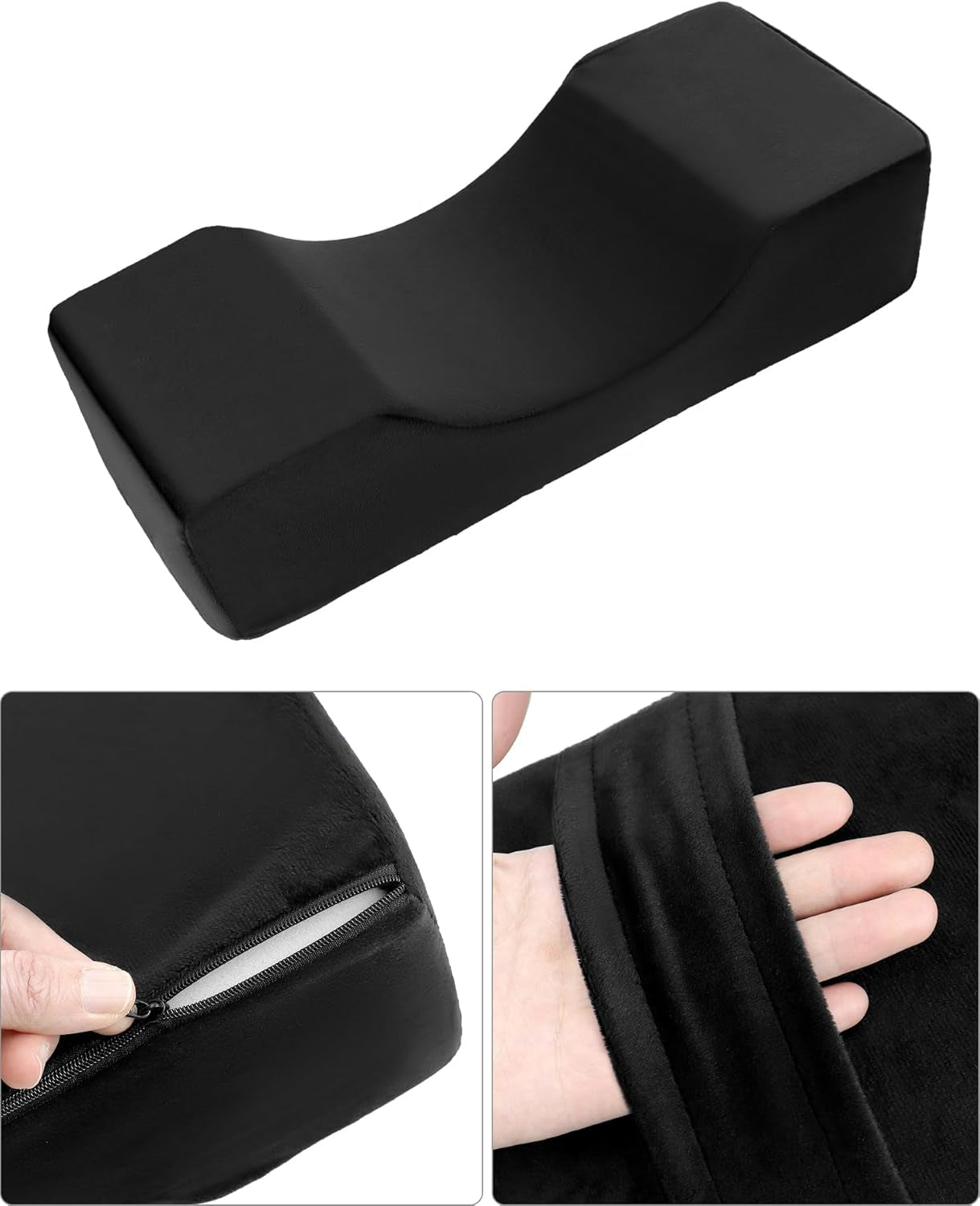 QWORK® Wimpernkissen, U-Förmiges Beauty Makeup Kissen, Ergonomisches Wimpernkissen Verlängerung Füren, Memory Foam Wimpernkissen Für Den Heimgebrauch Im Schönheitssalon (Schwarz) Cervical Orthopaedic Pillows Naty Shop