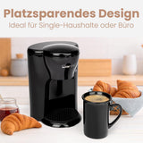 Clatronic® 1-Tassen-Kaffeemaschine | Perfekte Espressomaschine für Singles | Espressomaschine mit Filter, inklusive Keramiktasse | Kleine Espressomaschine mit Filter, ideal für unterwegs | KA 3356