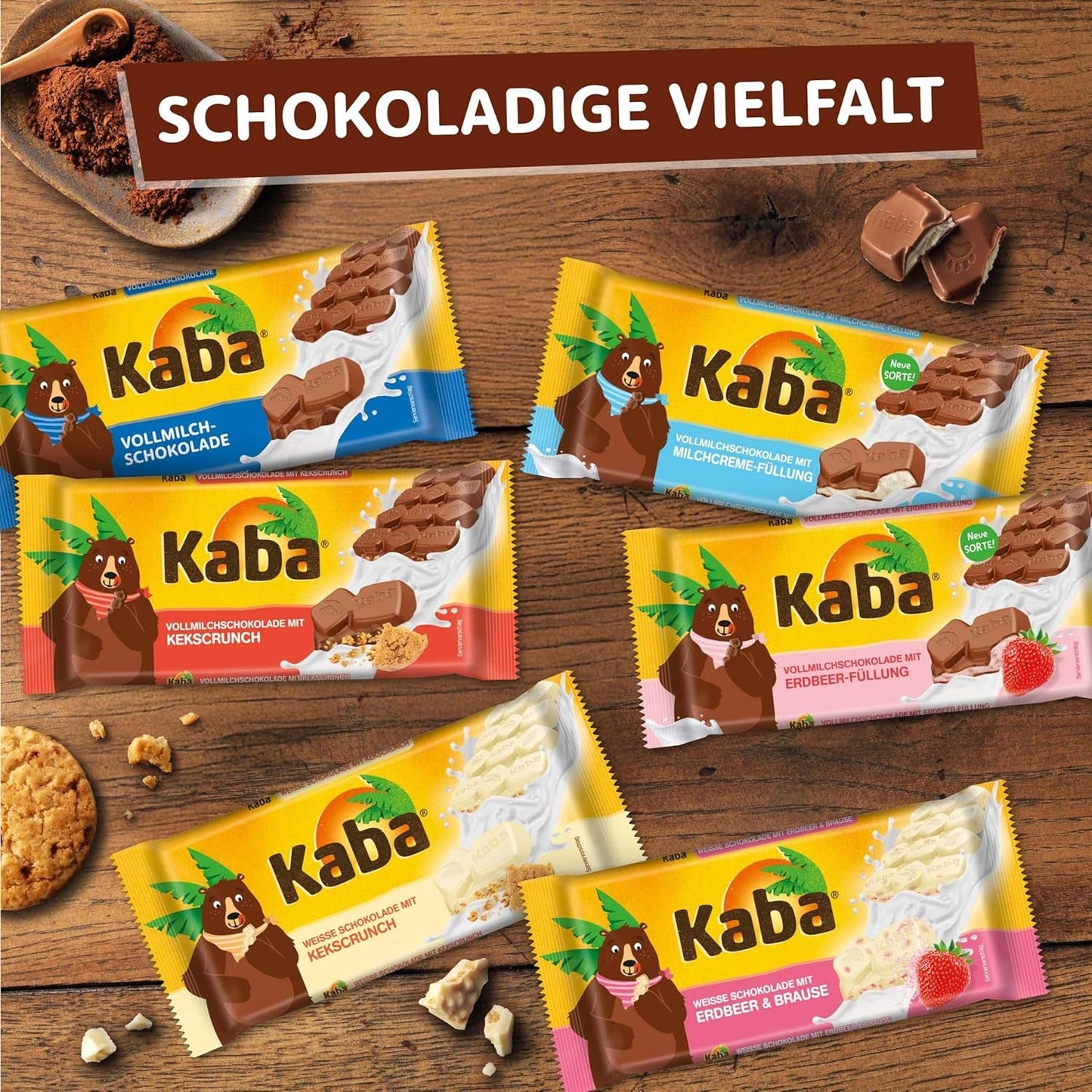 Kaba Milchschokolade mit Erdbeercreme, gefüllte Tafelschokolade, 90g-Riegel, zartschmelzende Schokolade mit fruchtiger Erdbeercreme und Kaba-Originalgeschmack (2er-Pack)
