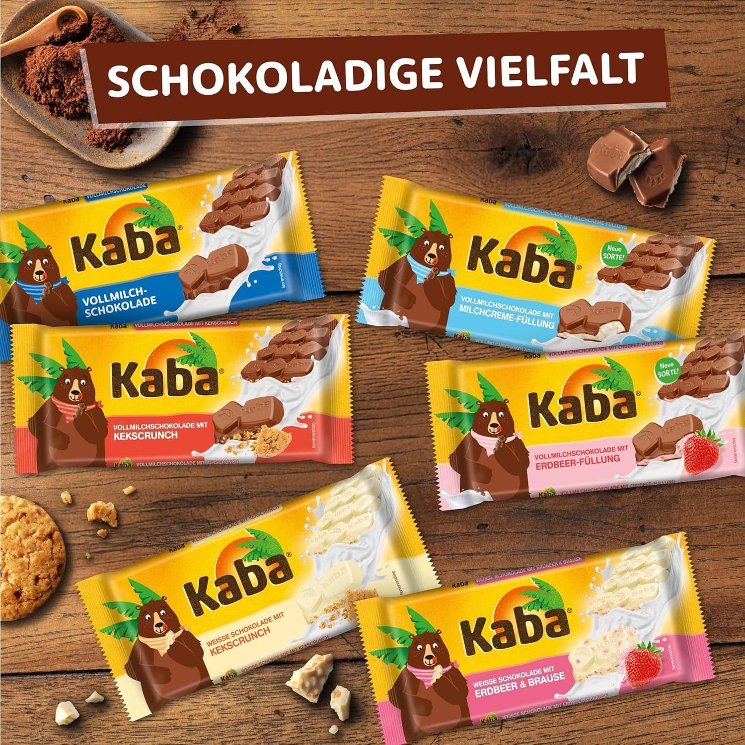 Kaba Vollmilch- und Milchcremeschokolade, gefüllte Tafelschokolade, 90g-Tafel, zartschmelzende Schokolade mit leichter Milchcreme und Kaba-Originalgeschmack