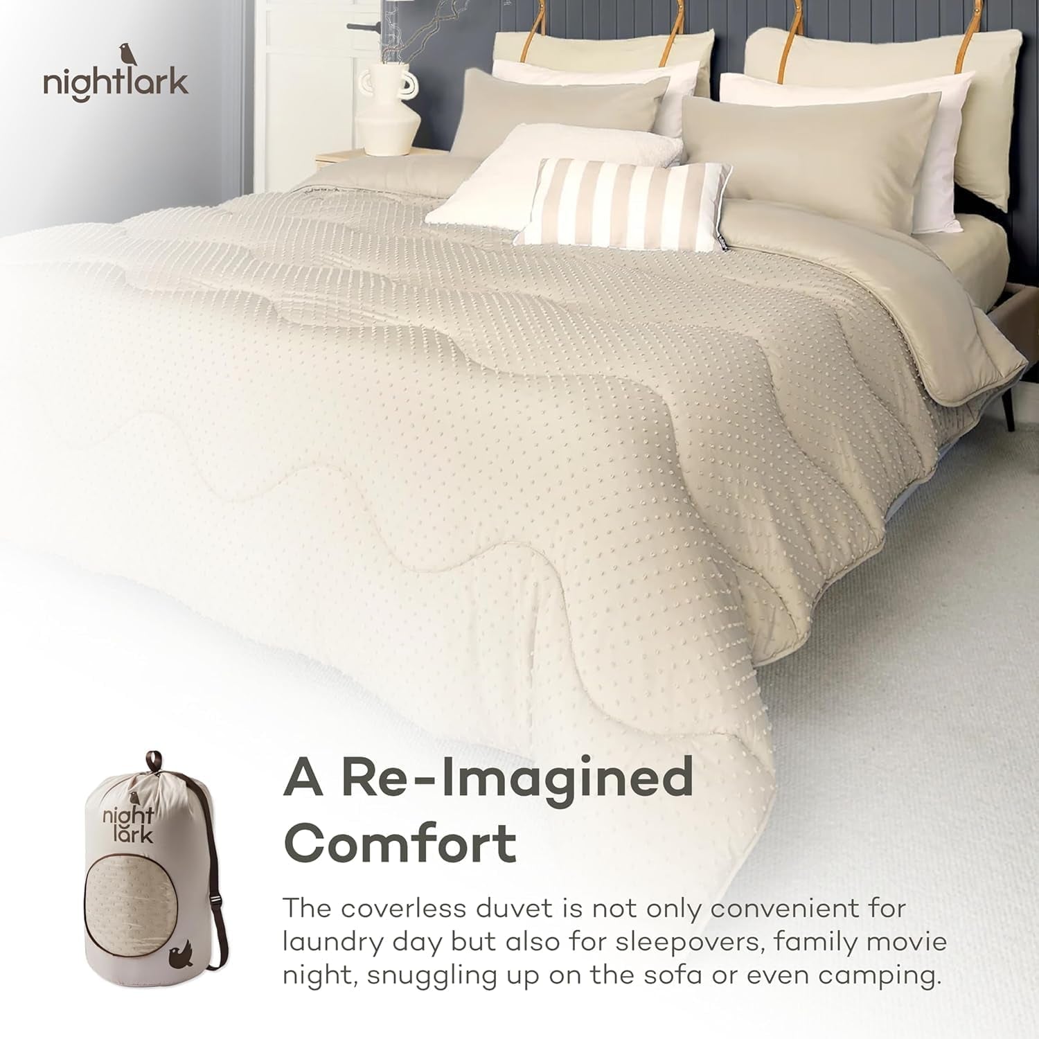 Night Lark Bettdecke ohne Bezug, 4,5 Tog, King Size, Tufted Dot Collection, Luxusbettwäsche, hypoallergen, maschinenwaschbar, warme Sandbettdecken und Steppdecken Naty Shop