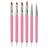 6 Stück Doppel-Ende Nagel Pinsel, Nageldesign Pinsel, Doppel-Ende Nail Art Pinsel Kit Professionelle Maniküre Werkzeuge Kit (Schwarz)