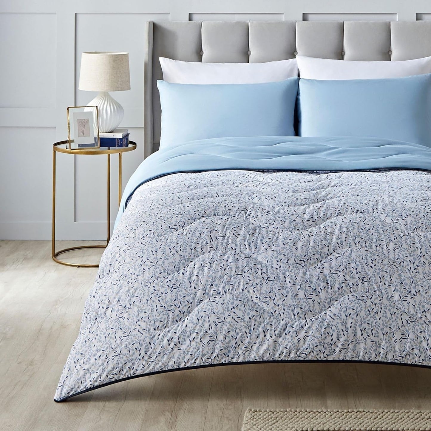 Night Lark Coverless Duvet Super King 6 Tog Spring Summer – Abstrakte Wellen. Superweiche, bequeme und leichte Decke. Maschinenwaschbar und schnell trocknend, alles in einem wendbaren Kissenbezug-Set. Bettdecken und Steppdecken, Naty Shop Blue Garden Einzelbett