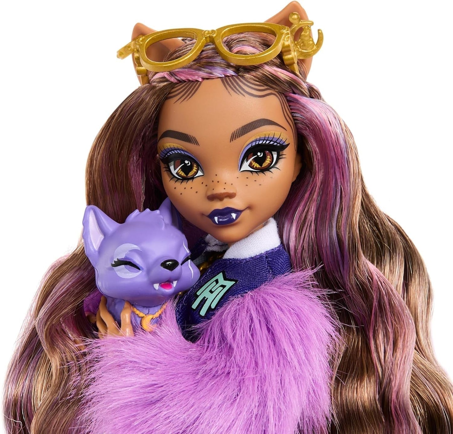 Monster High Clawdeen Wolf Puppe mit Crescent Dog und Zubehör wie Rucksack, Kalender, Snacks und mehr, HRP65 Naty Shop Dolls