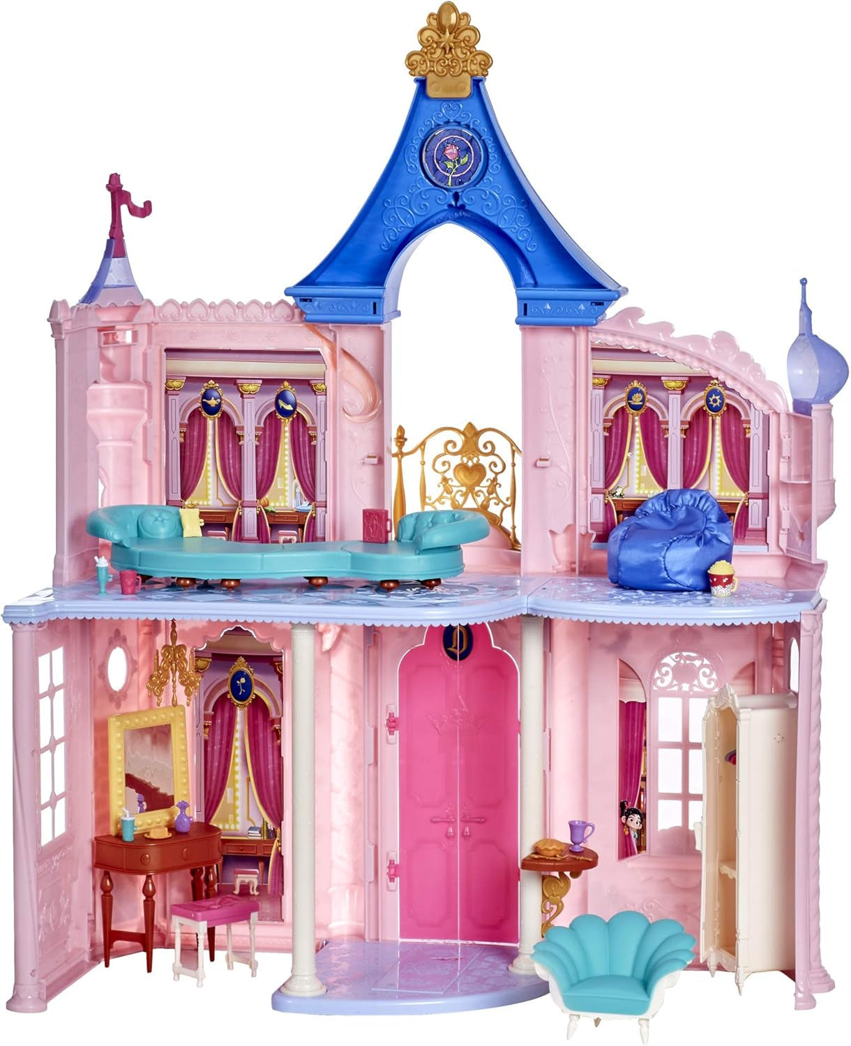 Disney Princess Castle Comfy Squad Puppenhaus mit 6 Möbelstücken und 16 Zubehörteilen Spielzeug für 5-jährige Mädchen Puppenhäuser Naty Shop Standardtitel