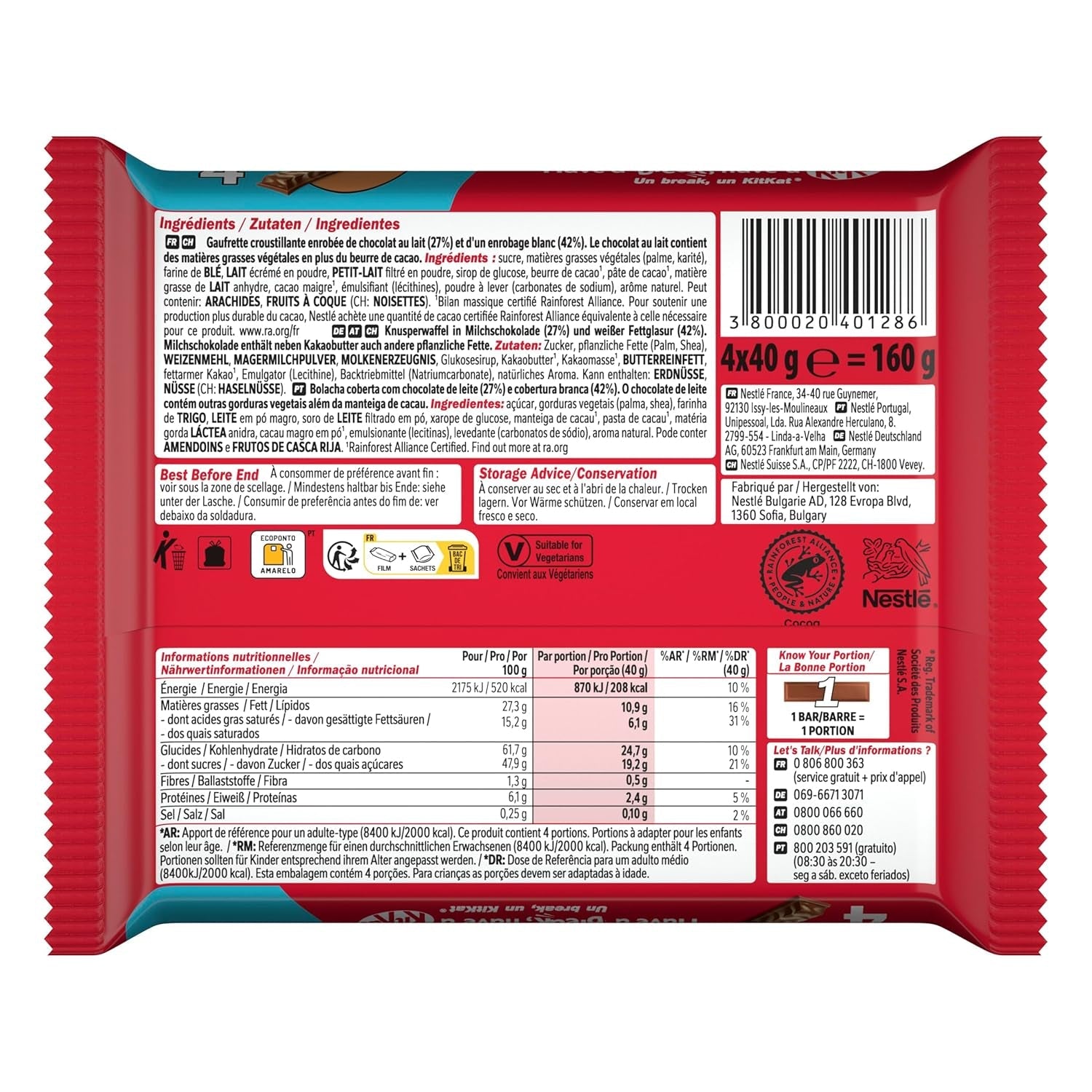 Nestlé Chunky Funky Crispy Wafer in Milchschokolade, Multipack, 2er-Pack (je 4 x 40 g)