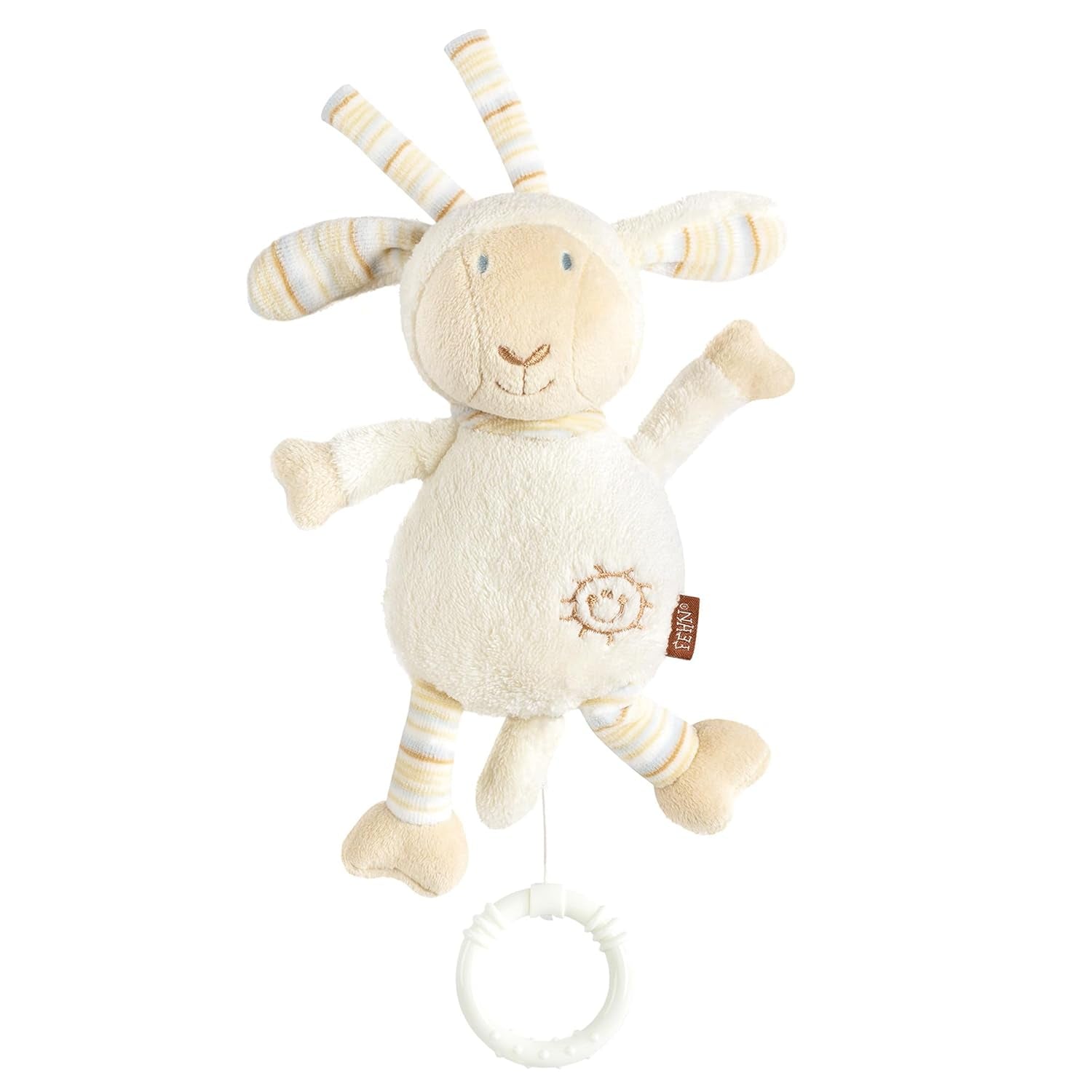 Fehn Spieluhr Baby Einschlafhilfe Schaf – Plüschtier mit Aufsatz – Einschlafhilfe Lied „Brahms Wiegenlied“ – Kinderspielzeug für Reisen und Zuhause – Musikspielzeug für Babys und Kinder Babyspielzeug Naty Shop Schaf