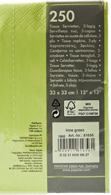 250 Servietten, 3-lagig, 1/4-Falz, 33 cm x 33 cm, Apfelgrün (2 Stück)