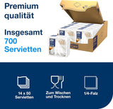 Tork Linstyle weiße Tischservietten, 1/4 Falz, 19,5 × 19,5 cm, 14 x 50 Servietten, 509410