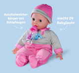 Simba 105140066 – Laura Interactive, Weichkörperpuppe mit schläfrigen Augen, plappert bei Bewegung, trinkt aus der Flasche und schläft, 40 cm, Puppe ab 2 Jahren Naty Shop Dolls