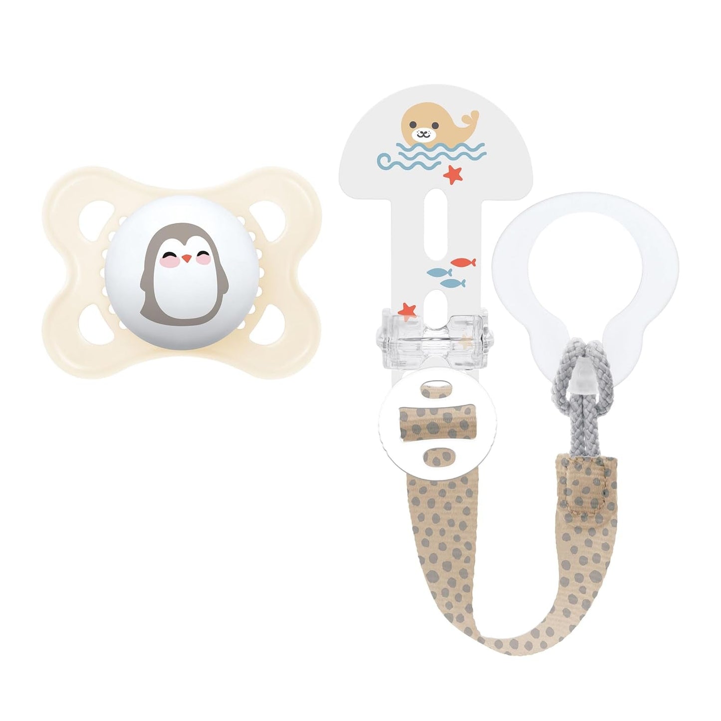 MAM Clip It Schnuller! Broach & Original S226 Skinsoft™ Silikon, ultraweich, für Babys ab 0+ Monaten