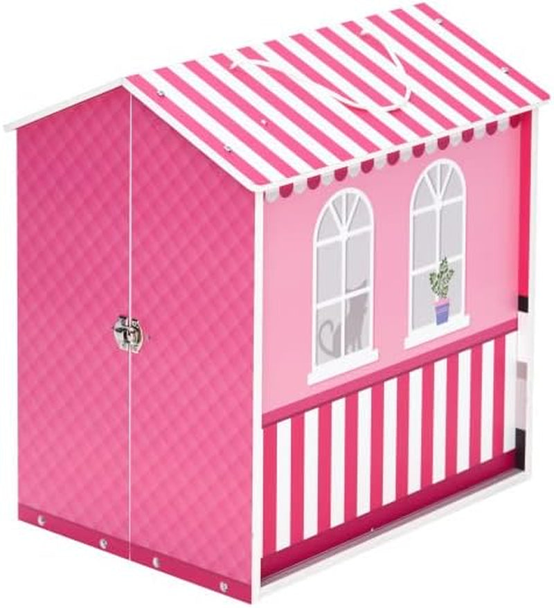 Teamson Kids – Dreamland City Café Puppenhaus 30 cm – Rosa/Weiß/Schwarz
