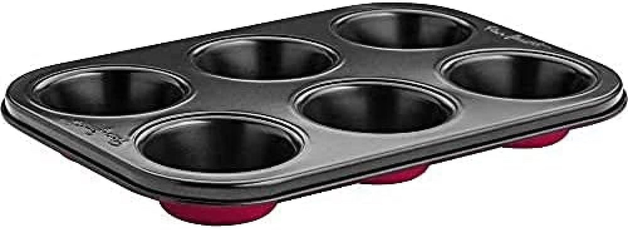 LT3072 Backblech für 6 Muffins, Stahl, schwarz mit rotem Boden Formen und Backbleche Naty Shop