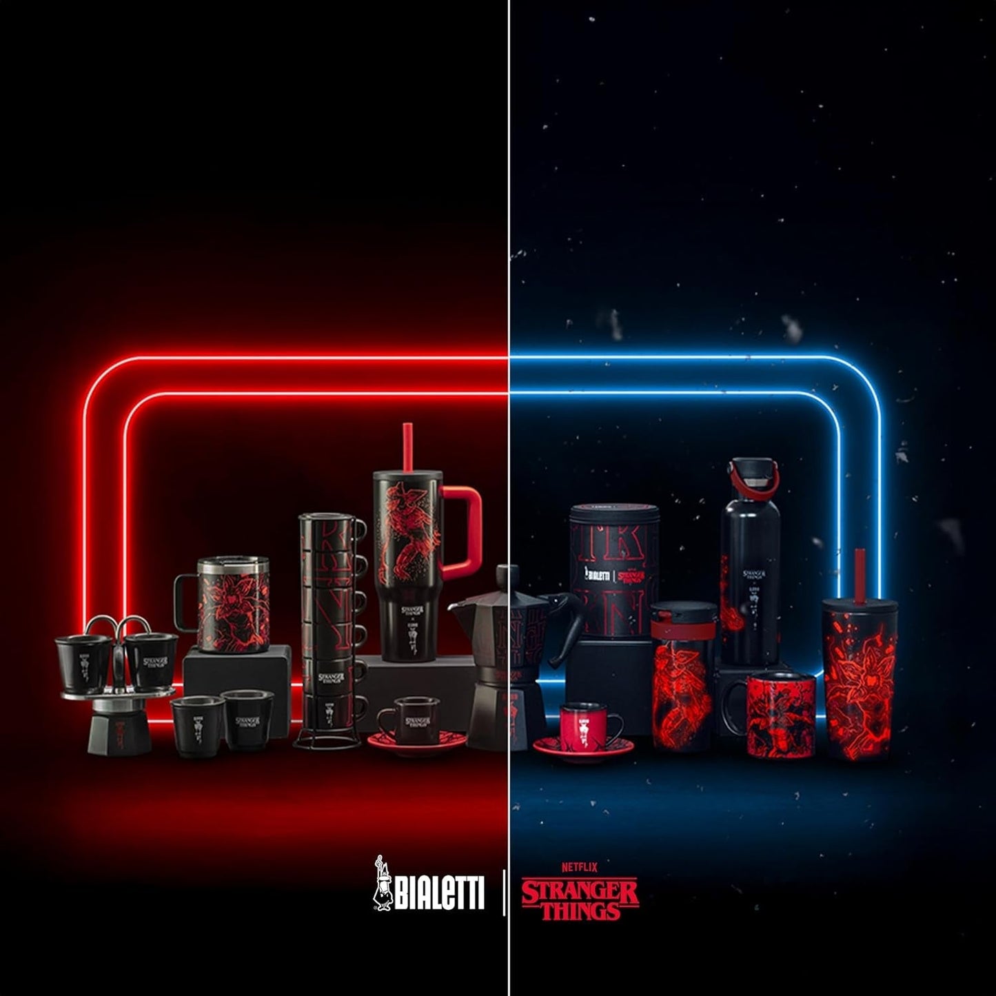 Bialetti Moka Express Stranger Things 6-Tassen-Kaffeemaschine, Musiktaste mit USB-C-Ladefunktion, nicht für Induktionsherde geeignet, 6 Tassen (270 ml), Schwarz