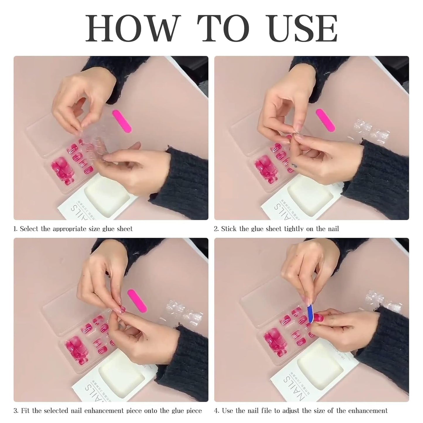 24 Stück French Press On Long Nails Sargweiß Künstliche Nägel Ombre Pink Nude Klebenägel Acrylnagelset Nagelspitzen für Frauen Frühling Sommer Nagelzubehör