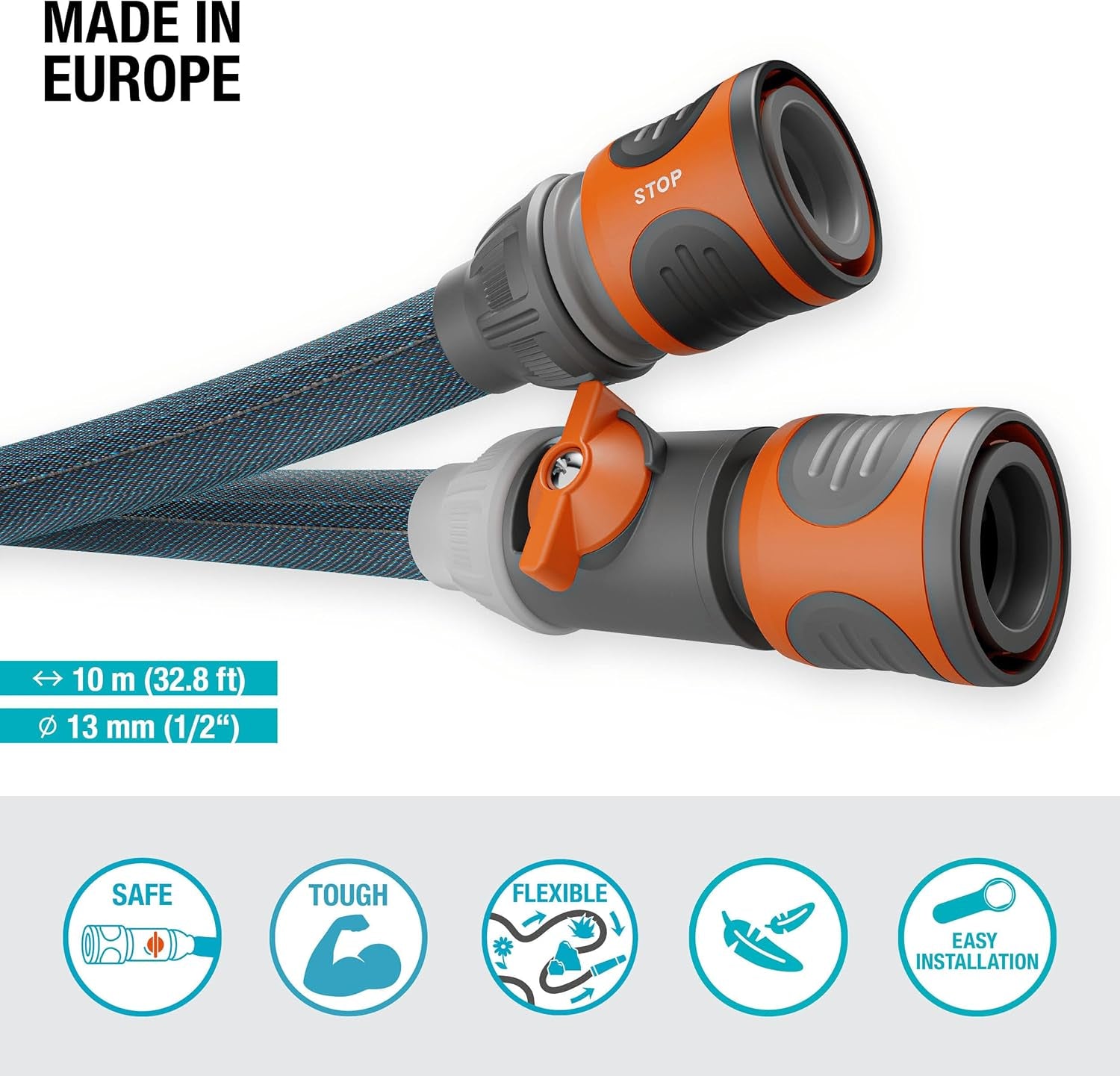 Textilschlauch Gardena Liano Xtreme 1/2", Set 10 Meter + Indoor-Adapter