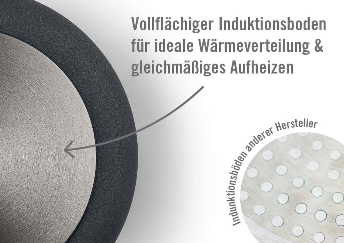 Woll Nowo Titan-Flachpfanne – Induktion, 5 cm Höhe, abnehmbarer Griff – für alle Herdarten, Aluminiumguss, Antihaftbeschichtung. Töpfe und Pfannen Naty Shop