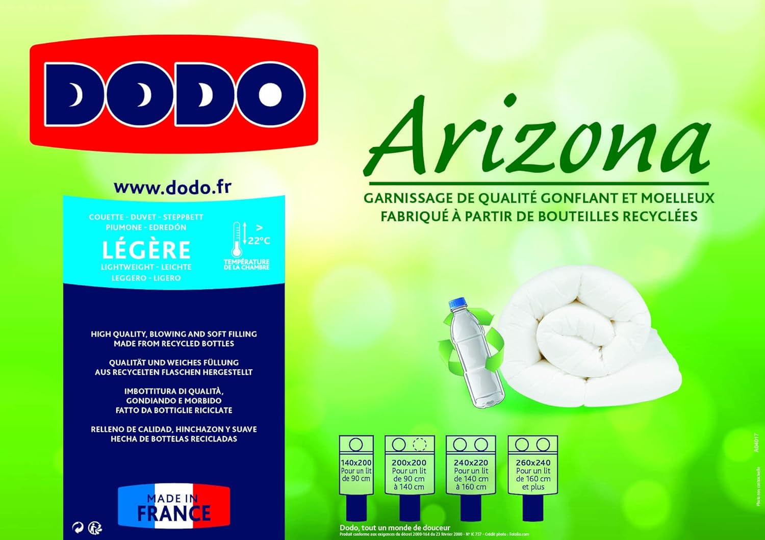 DODO Couette Bettdecke Arizona, leicht, Polyester, weiß, 140/200 Bettdecken und Steppdecken Naty Shop