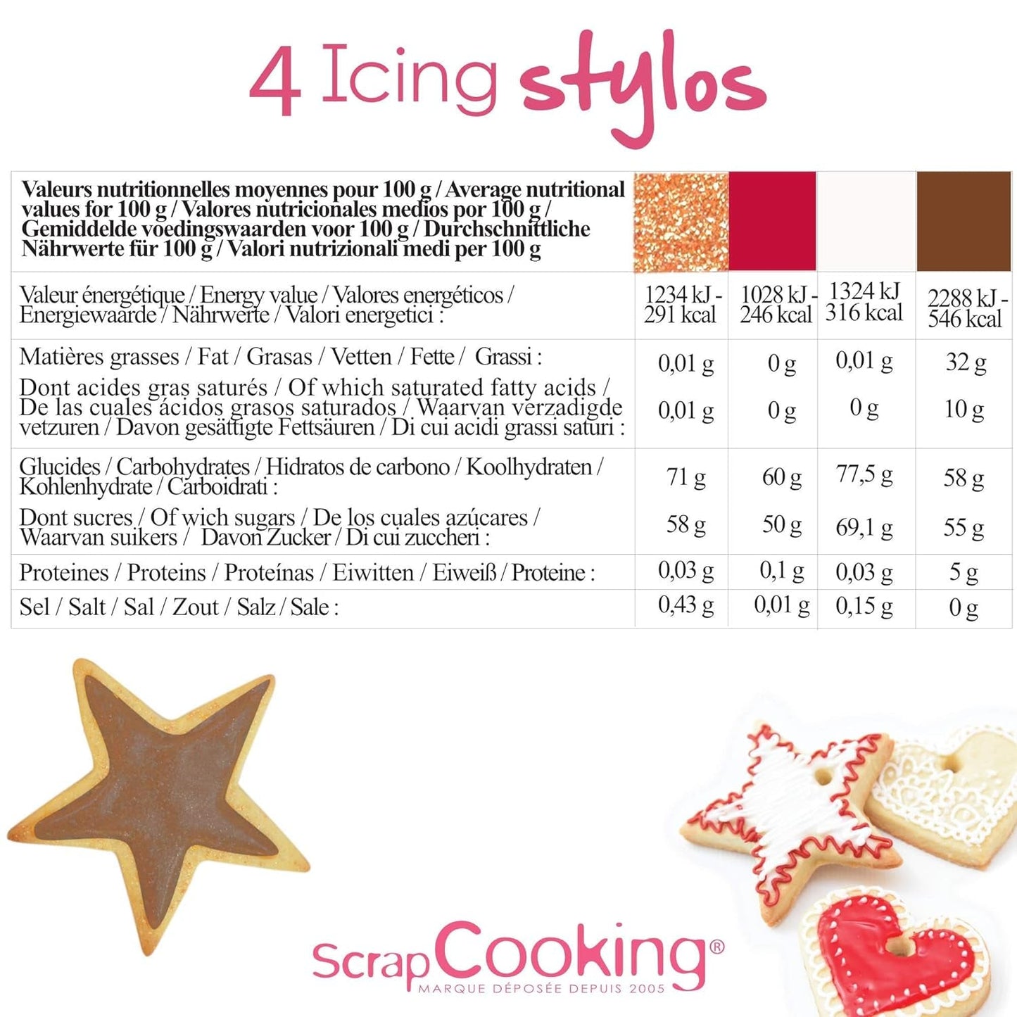 Scrapcooking – 4-teilige Marker: Gold, Schokolade, Weiß und Rot – dekorative essbare Stifte zum Schreiben und Zeichnen auf Desserts, Kuchen und Keksen