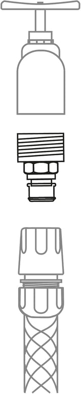 Amig - Männlicher Adapter für 3/4 Zoll Wasserhahnanschluss | Schneller und einfacher Anschluss für Wasserleitungen | Gewindeanschluss | ABS-Kunststoff und Gummi | Grau