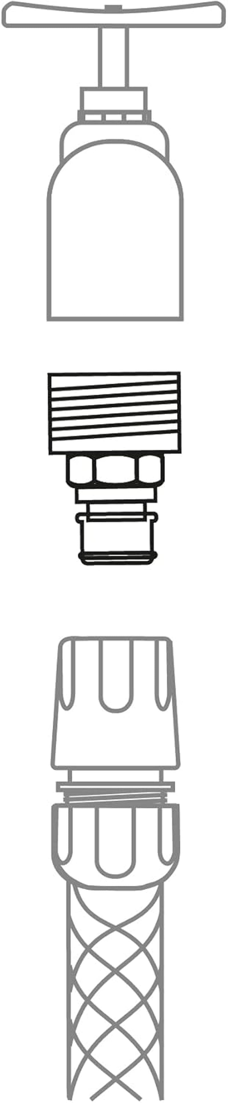 Amig - Männlicher Adapter für 3/4 Zoll Wasserhahnanschluss | Schneller und einfacher Anschluss für Wasserleitungen | Gewindeanschluss | ABS-Kunststoff und Gummi | Grau