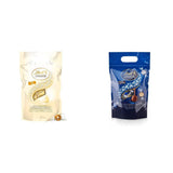 LINDOR weiße Schokoladenkugeln, 1 kg und LINDOR | 1 kg wiederverschließbarer Beutel | ca. 80 Vollmilchschokoladenkugeln mit Minzfüllung | Großpackung, Pralinengeschenk, Schokoladengeschenk