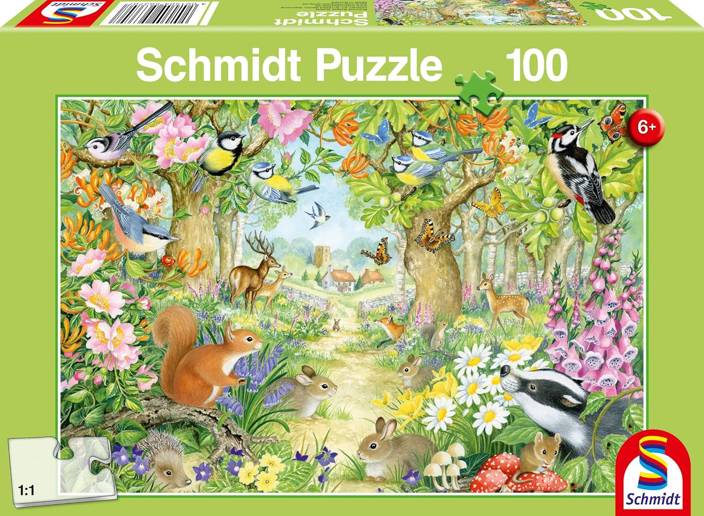 Schmidt Spiele 56370 Waldtiere, Puzzle für Kinder, 100 Teile, Naty Shop, Standardtitel