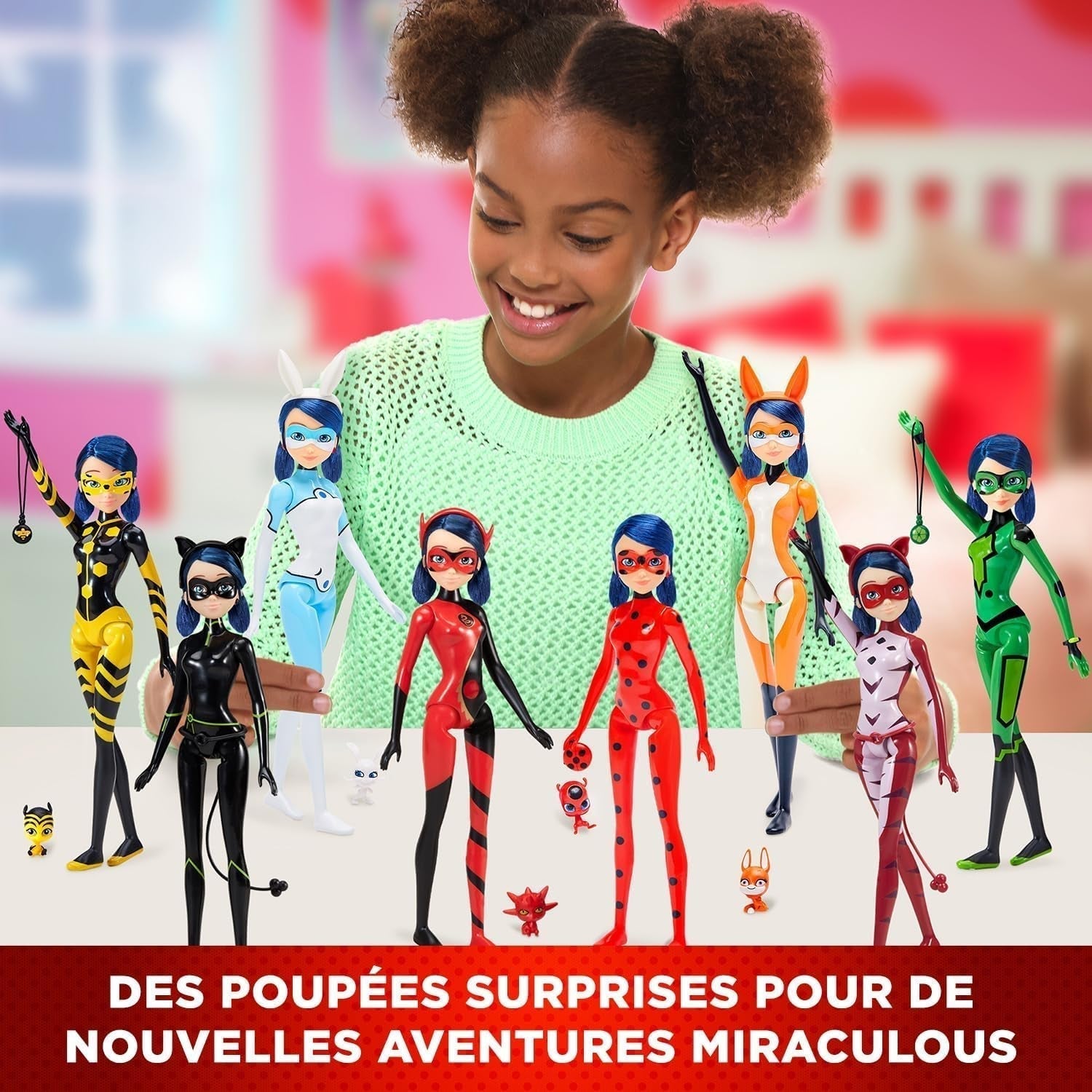 Bandai – Miraculous Ladybug – Puppe Marinette Farbwechsel-Überraschung – Miraculous-Gliederpuppe, 26 cm + 3 Überraschungen – zufälliges Modell – P50390 Puppen Naty Shop