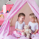Relaxdays Modulregal für Kinderzimmer, Prinzessinnenschloss-Design, Kunststoff, DIY-Schrank mit Türen, HL: 128 x 110 x 37 cm, rosa