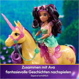 Unicorn Leaf Unicorn Academy – 28 cm großes Original-Ava-Einhorn aus der Netflix-Serie mit echter Mähne und Schweif, abnehmbarem Zaumzeug, Sattel und Bürste, für Kinder ab 4 Jahren
