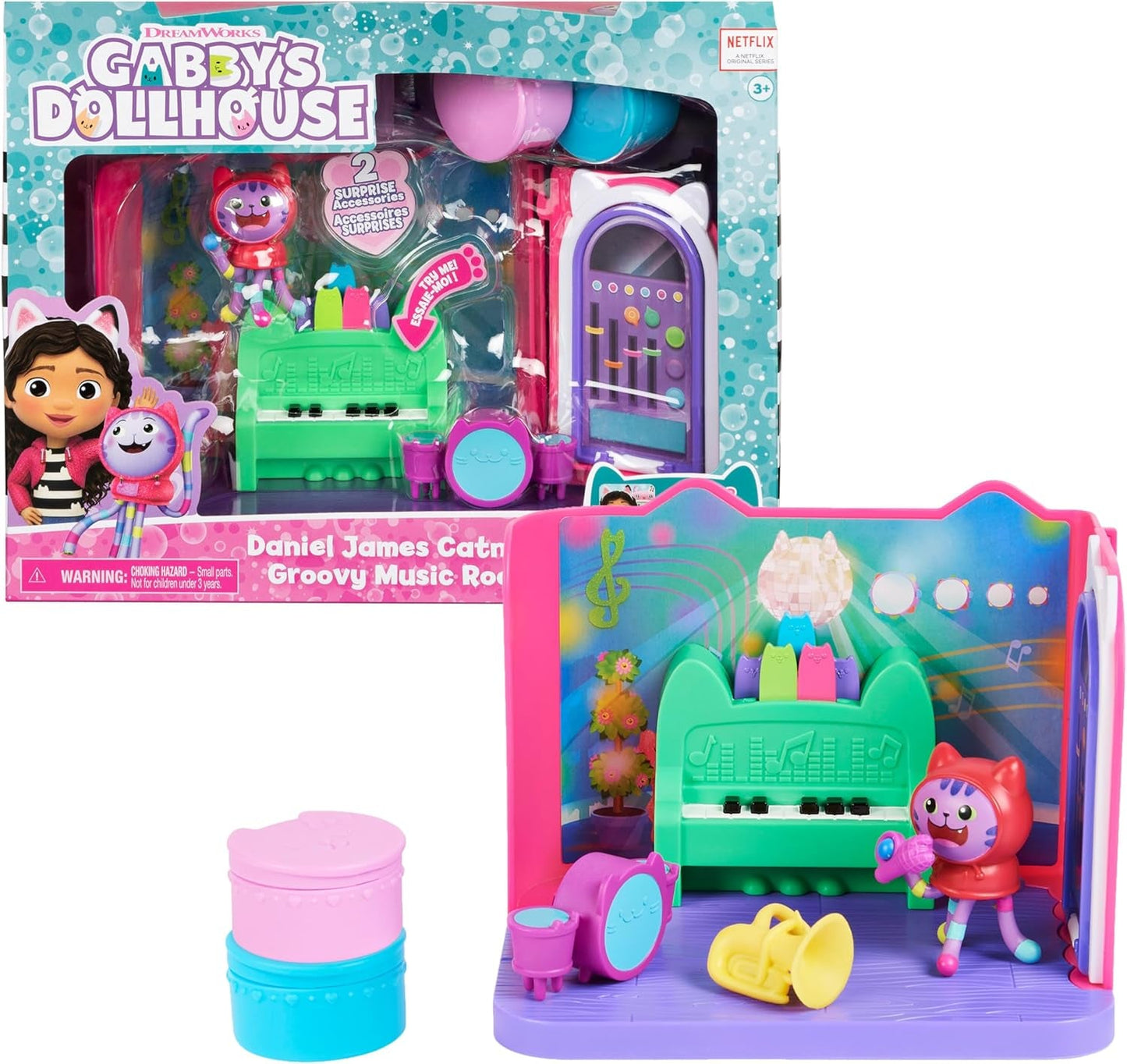 Gabby Dollhouse Deluxe Room Groovy Music Room und Deluxe Room Sweet Dreams Fluffy Cat Schlafzimmer