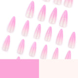 Moonglow Lange Nägel Stiletto Milchweiß Rosa Farbverlauf Glitzer Coole künstliche Nägel mit Kleber Rosa Ombre Glitzer Künstliche Nägel