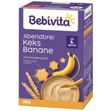 Abendbrei mit Keksen und Bananen (4x500g), Milchbrei ab 5 Monaten, ohne Zuckerzusatz, mit wertvollen Mineralien und Vitaminen, sehr sättigend