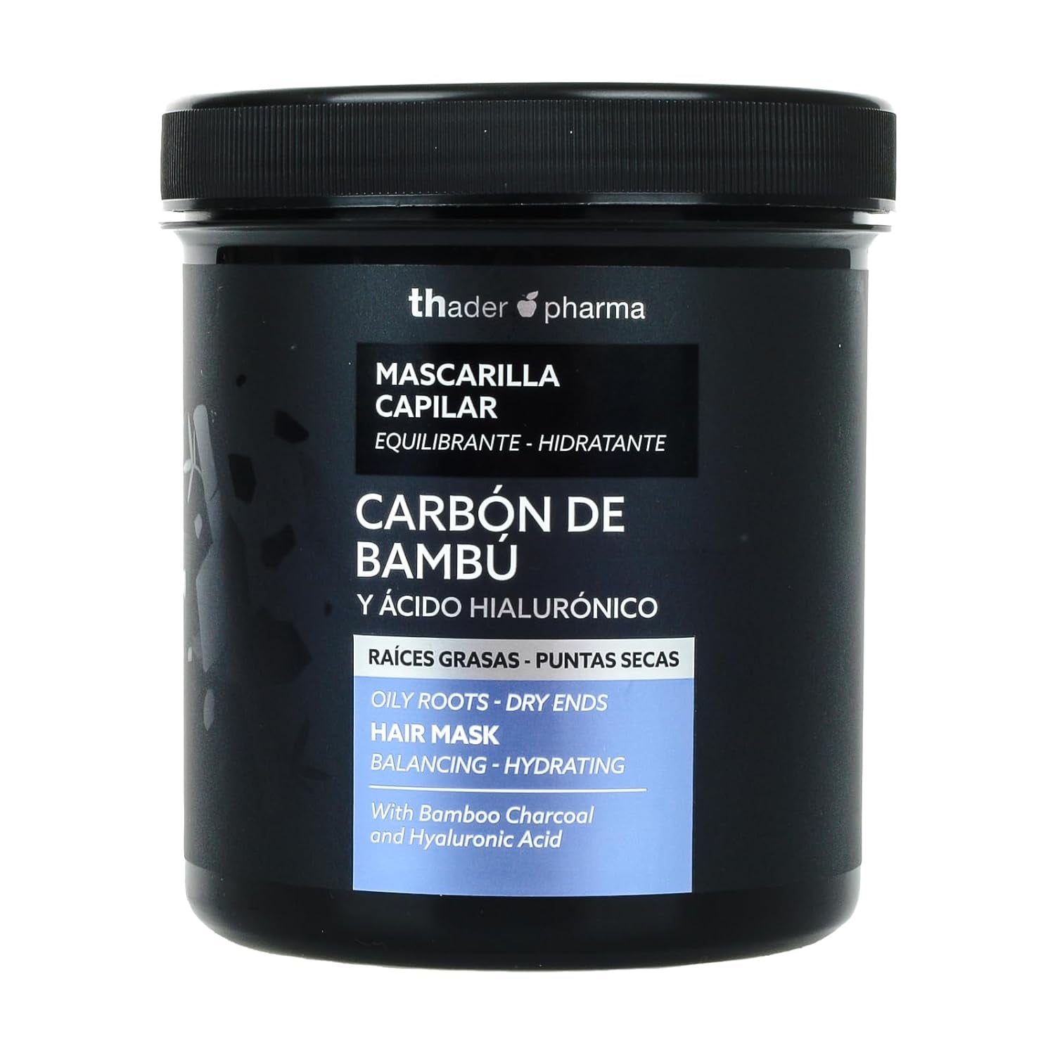 Thader Pharma Ausgleichende Haarmaske mit Bambuskohle und Hyaluronsäure – Ideal für fettige Wurzeln und trockene Spitzen, 700 ml Naty Shop Haarmaske Standardtitel
