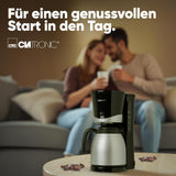 Clatronic® Kaffeemaschine mit Thermoskanne | für 8-10 Tassen Kaffee | ohne Temperaturverlust | Kaffeemaschine mit Filter | 1 Liter | Espresso | Filterkaffeemaschine mit Thermoskanne | KA 3327 schwarz