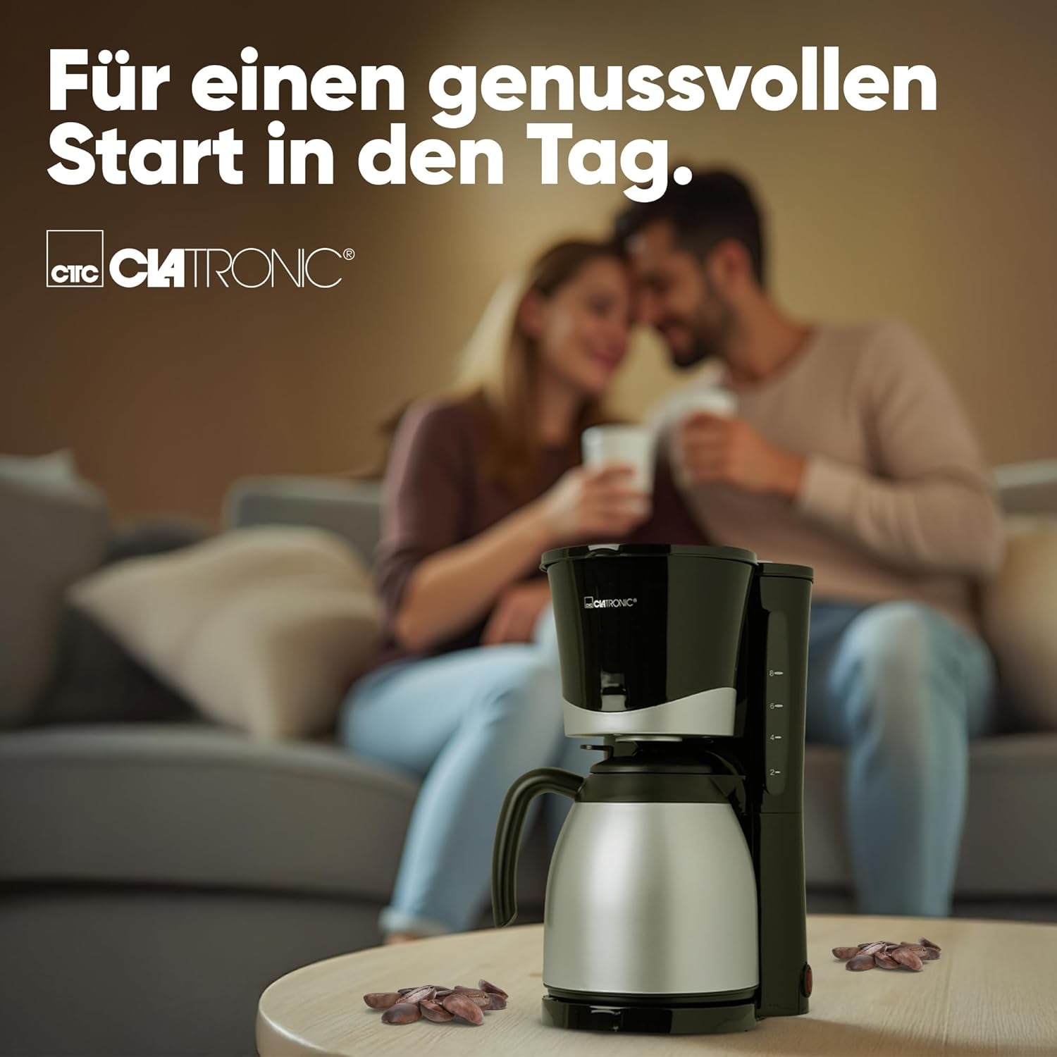 Clatronic® Kaffeemaschine mit Thermoskanne | für 8-10 Tassen Kaffee | ohne Temperaturverlust | Kaffeemaschine mit Filter | 1 Liter | Espresso | Filterkaffeemaschine mit Thermoskanne | KA 3327 schwarz