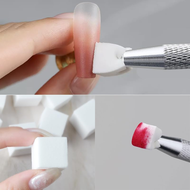 200 Stück Nail Art Schwamm Mit Metallgreifer, Sponge Nagel Pinsel, Nageldesign Zubehör Schwammpinsel, Um Eine Variation Von Gradient Nail Art Patterns Zu Erstellen(Weiß?