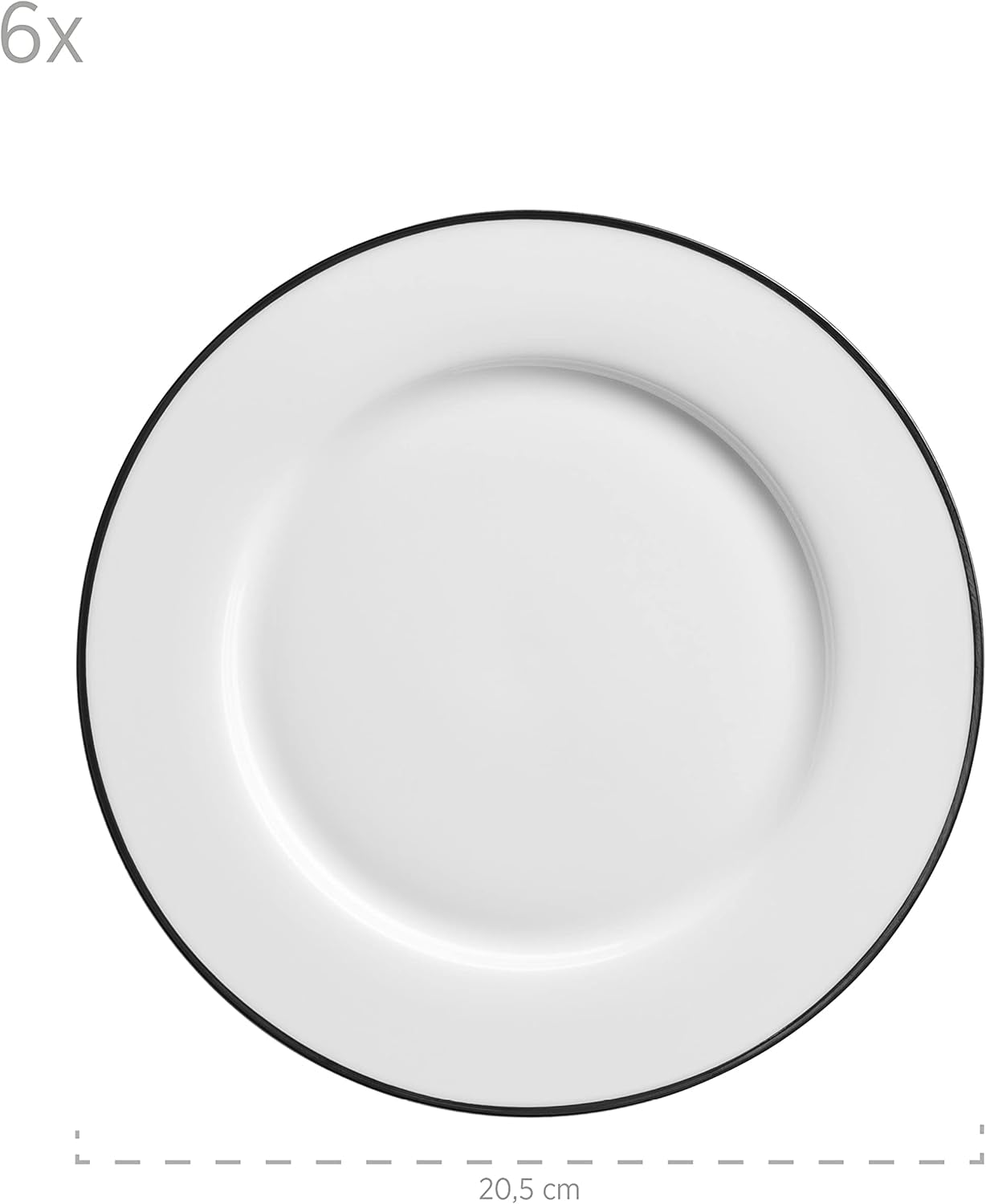 Mäser Nola-Serie, modernes Kaffeeservice für 6 Personen, weiß mit schwarzem Rand, 18-teiliges Tafelservice, Kaffeetassen, Untertassen und Dessertteller – rundes Kaffeeservice, Kaffeeset weiß