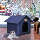 Katzenhaus Für Draußen Winterfest Wasserdicht Wetterfester Katzenhöhle Haustierhaus mit Katzenmatte Warm Hundehöhle Waschbar Hundehaus Tierheim Für Streuner Haustiere 35x30x35cm