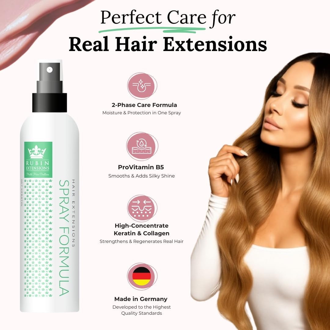 2-Phasen-Spray zur Pflege von Echthaarverlängerungen | hochkonzentriertes Keratin, Kollagen und B5 | Schutz und Glanz für Echthaar-Tape-Extensions | ideal für Echthaarverlängerungen und Echthaarzöpfe | 2er-Pack Haarentwirrungsprodukte Naty Shop