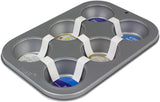 CSB108 6-Loch-Muffinform aus antihaftbeschichtetem Kohlenstoffstahl, Edelstahl, Silber, 28,9 x 17,7 x 3,1 cm. Backformen und -bleche Naty Shop