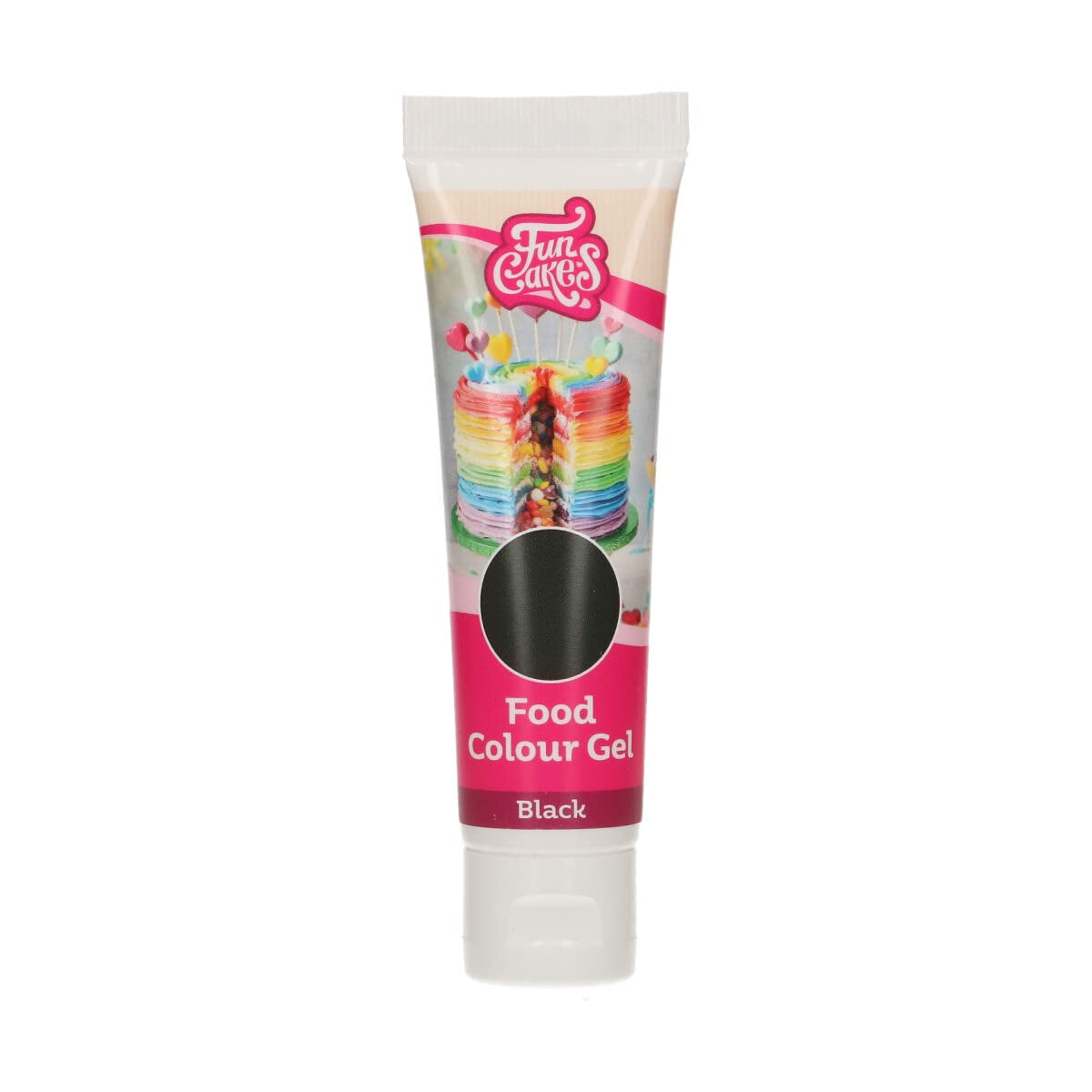 Funcakes Lebensmittelfarbe, schwarzes Gel: Hochkonzentrierte Lebensmittelfarbe für Teig, Creme, Fondant und Marzipan. Einfache Dosierung. Ein einziger Tropfen, um lebendige Farben zu erzeugen. Halal. 30 g.