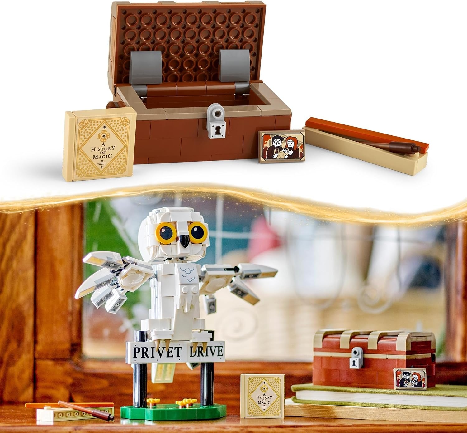 LEGO Harry Potter Hedwig im Ligusterweg 4 Kinderspielzeug-Eulen-Set, baubare Tierfigur mit Hogwarts-Koffer, kleines Geschenk für Jungen, Mädchen und alle Fans ab 7 Jahren 76425 Bausets Besuchen Sie den LEGO-Store