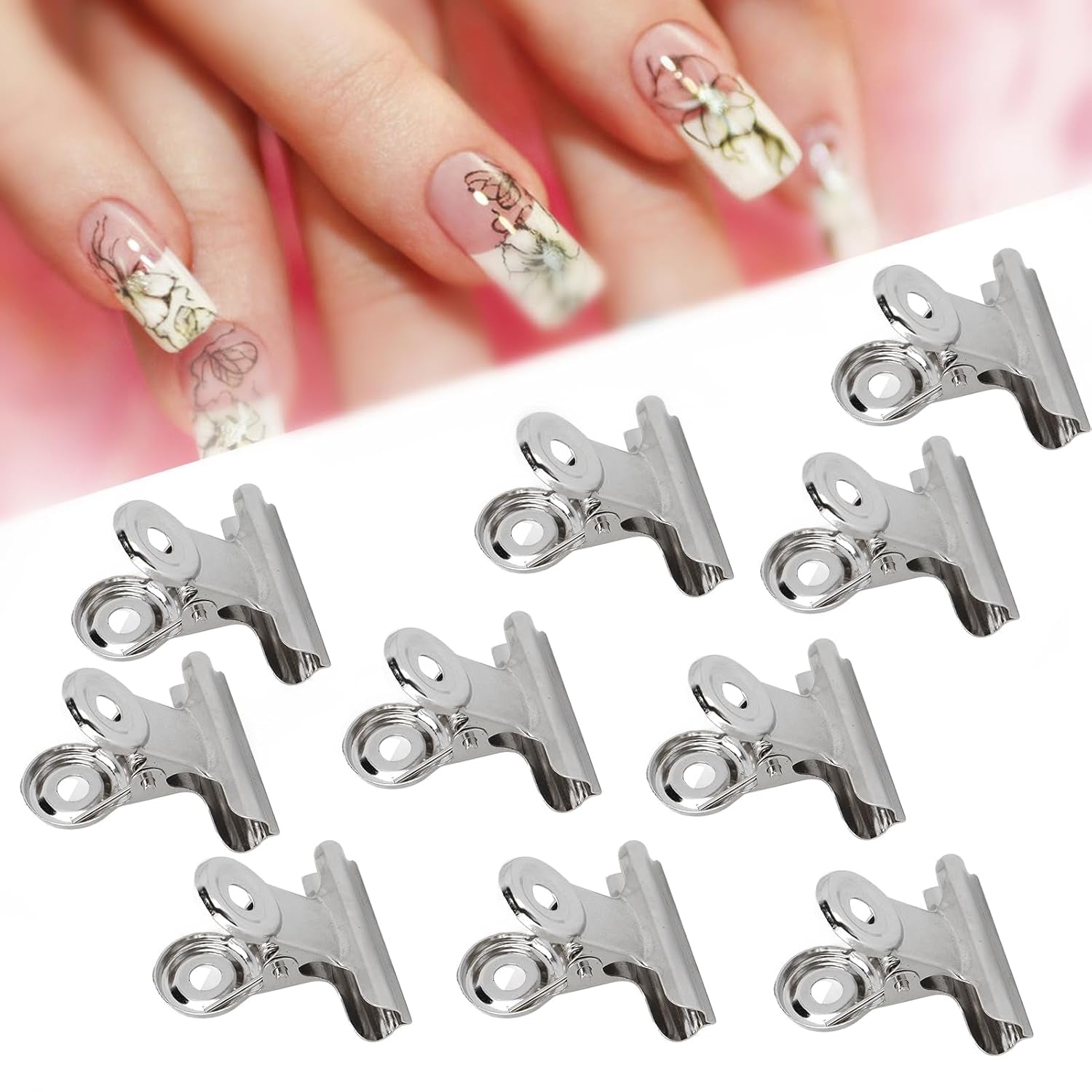 10 Stück Nagelclips, Metallclip, Nagelverlängerungsclip, Nagelkunst-Werkzeug, Fiberglas-Fixierer, Nagelkunst-Zubehör, langlebig, praktische Ausrüstung, Heim-DIY-Salon