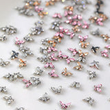 Mini Schmetterling Zirkon Nagel Schlüsselanhänger Y2K Weiß Champagner Rosa Strass Kristall Schmetterling Schlüsselanhänger Nägel 3D Schmetterling Nageldesign Schlüsselanhänger Schmetterling Nägel Dekoration Nail Art Schlüsselanhänger Nagelzubehör