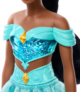 Mattel Disney Princess Toy Jasmine bewegliche Modepuppe mit glitzernder Kleidung und Accessoires, von Disney-Filmen inspiriertes Geschenk für Kinder HLW12