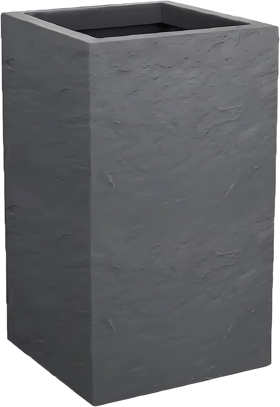 Pflanzgefäß Volcania Up, quadratisch, hoch, 36 l, Steinoptik, einwandig, Wassertank, 29,5 x 29,5 x 49,5 cm, Anthrazitgrau