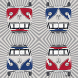 BRISA VW Collection – T1 Bus Volkswagen Tischservietten (Samba-Streifen/Rot/3-lagig)