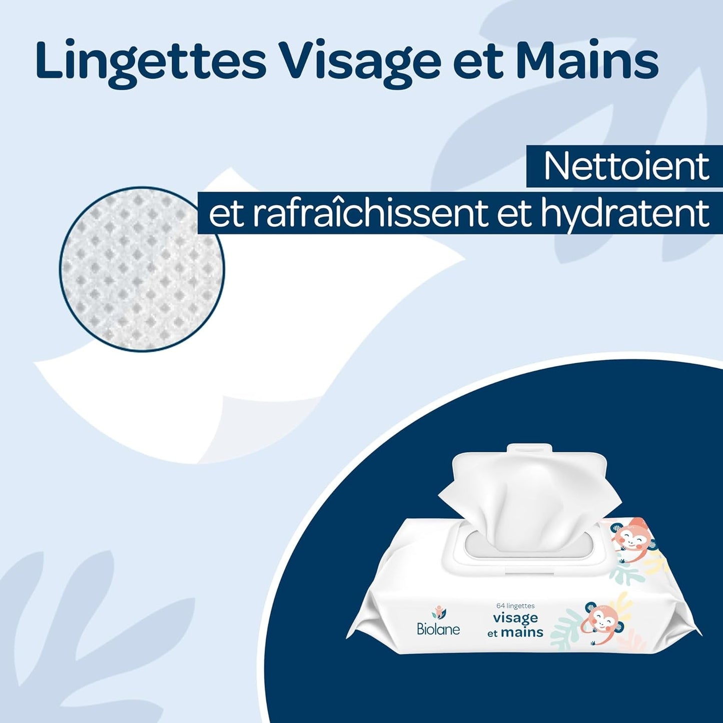 BIOLANE – Baby-Feuchttücher für Gesicht und Hände – 6er-Pack – 384 Tücher (6 x 64 cm) – reinigt und schützt – Toilettenartikel – hypoallergen – für empfindliche Haut – 97 % natürliche Inhaltsstoffe – hergestellt